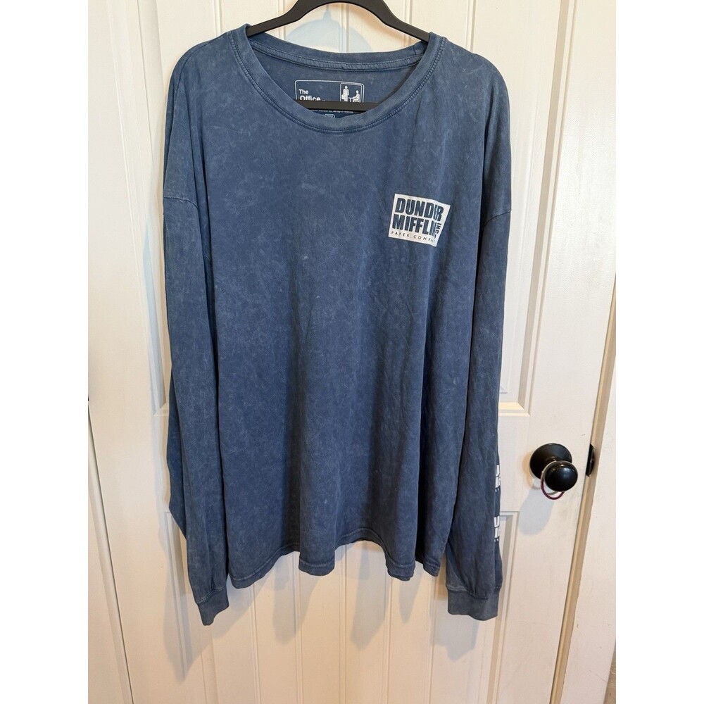 The Office Dunder Mifflin Long Sleeve Shirt Men’s 2X Blue Ripple Junction